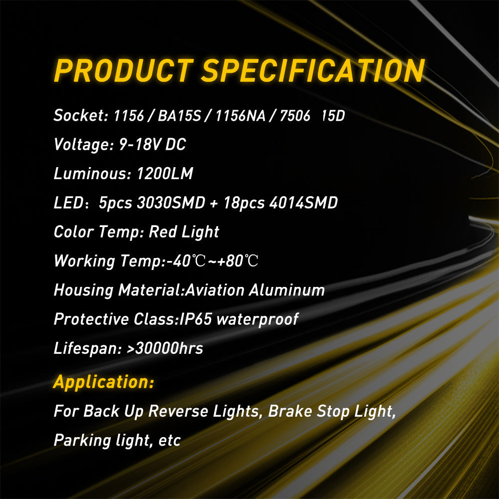 1156 LED Bulb - Super Bright Red Brake Tail Light Replacement Bulbs, Instant On No Delay - Perfect for Cars, Trucks, Motorcycles & RVs