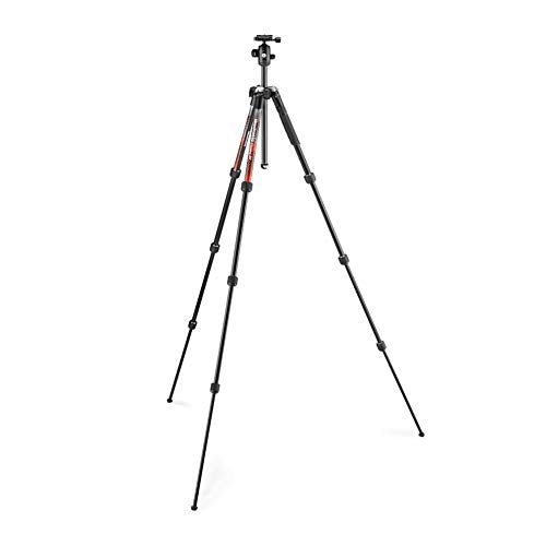 Manfrotto Element MII 4-Section Aluminum Travel Tripod with Ball Head (Red) - Compact & Lightweight for Photography, Vlogging, Hiking & Outdoor Adventures