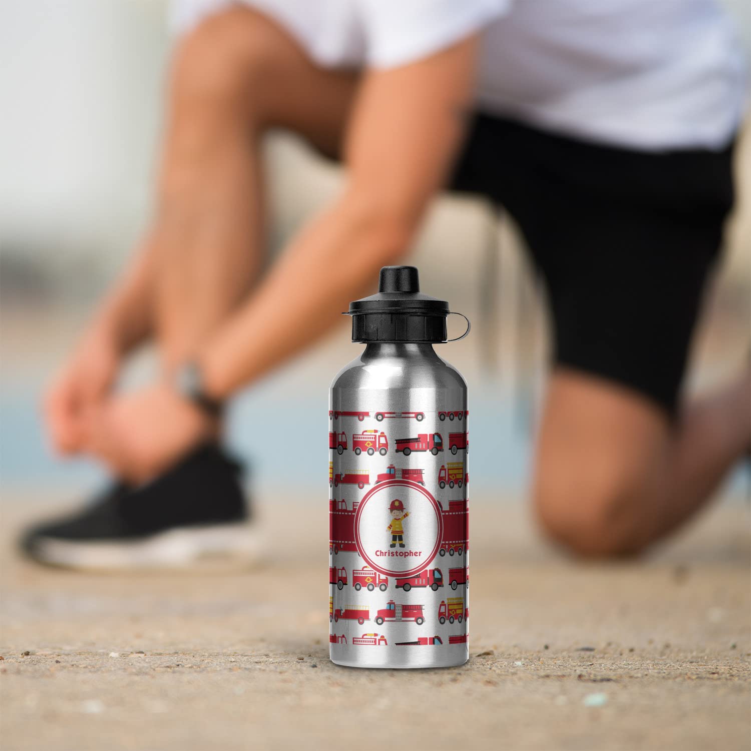 Customized Firetruck Design Aluminum Water Bottle - 20oz Insulated Stainless Steel - Perfect for Firefighters, Kids & Outdoor Adventures