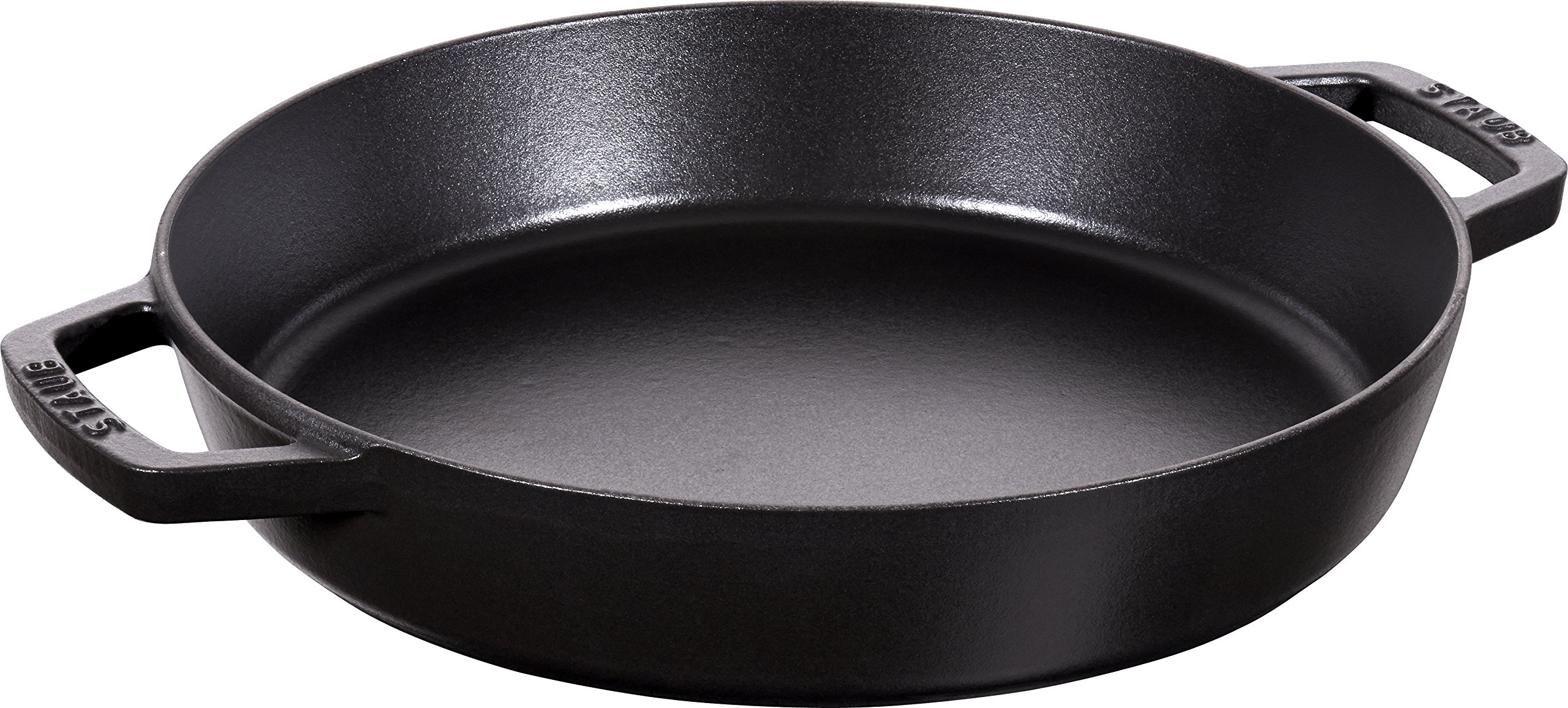 Premium Staub 13-Inch Cast Iron Double Handle Fry Pan - Matte Black, Made in France - Perfect for Searing, Braising & Oven Cooking