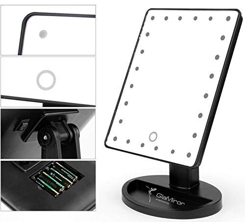 Professional LED Makeup Mirror with Adjustable Lights - 360° Rotating Vanity Mirror with Touch Control & Dimmable Brightness for Perfect Makeup Application, Skincare, and Hair Styling at Home or Salon