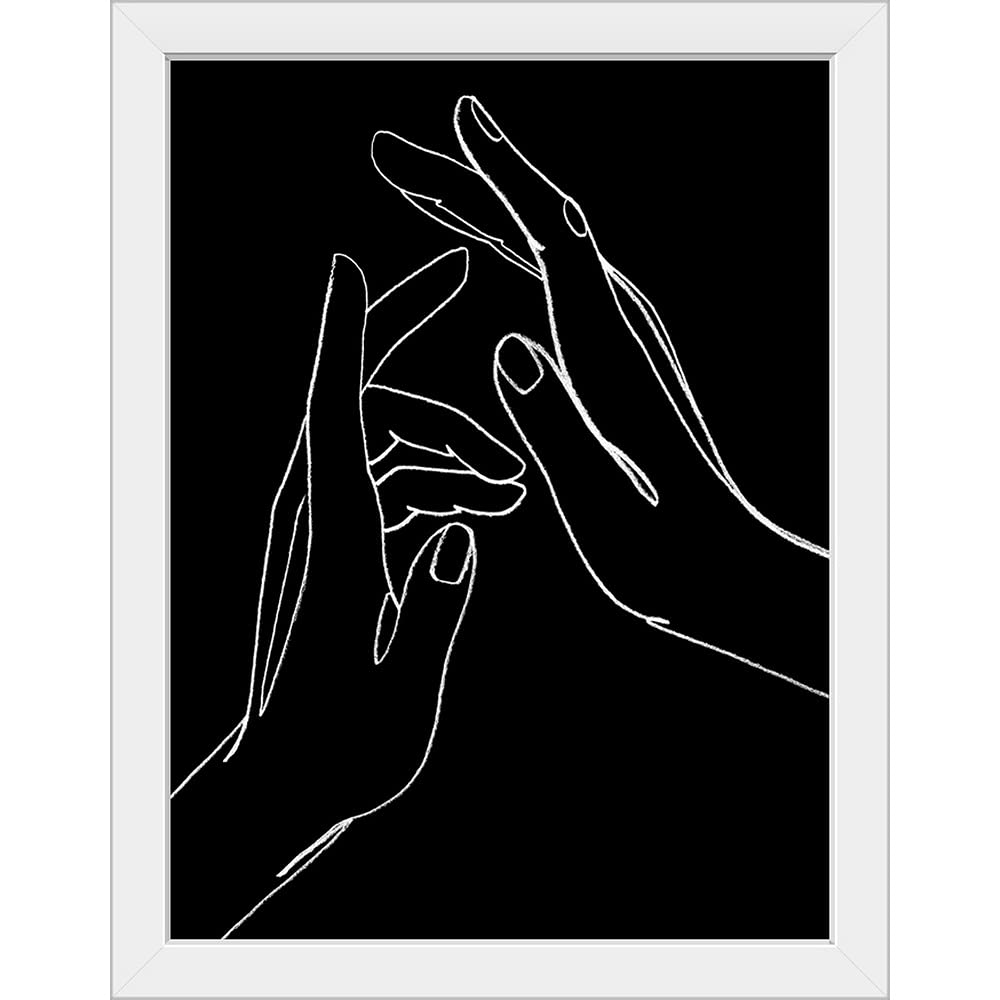 Helping Hands II White Framed Art Print - Figurative Wall Art Decor for Living Room, Bedroom & Office - Modern Home & Office Decoration