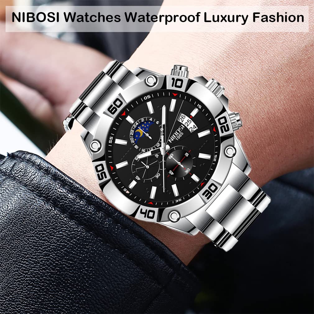 NIBOSI Luxury Men's Watch - Waterproof, Luminous, Stainless Steel - Perfect for Business & Sports