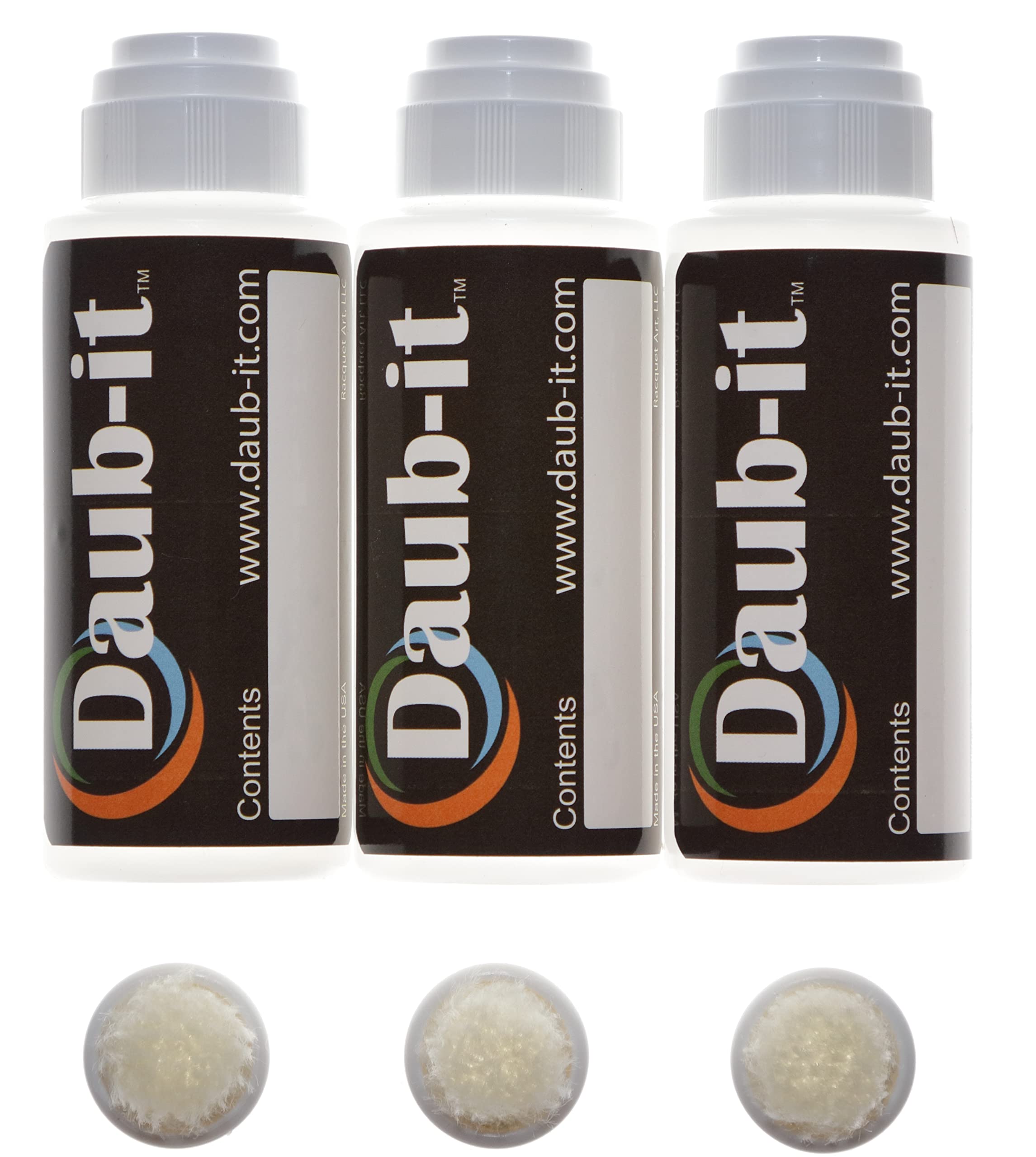 Daub-it™ Empty Bottles with Applicators - 2 oz Mohair Dauber Bottles for Nail Polish, Leather Dye & Wood Stains - 3 Pack Set for DIY Crafts & Professional Use