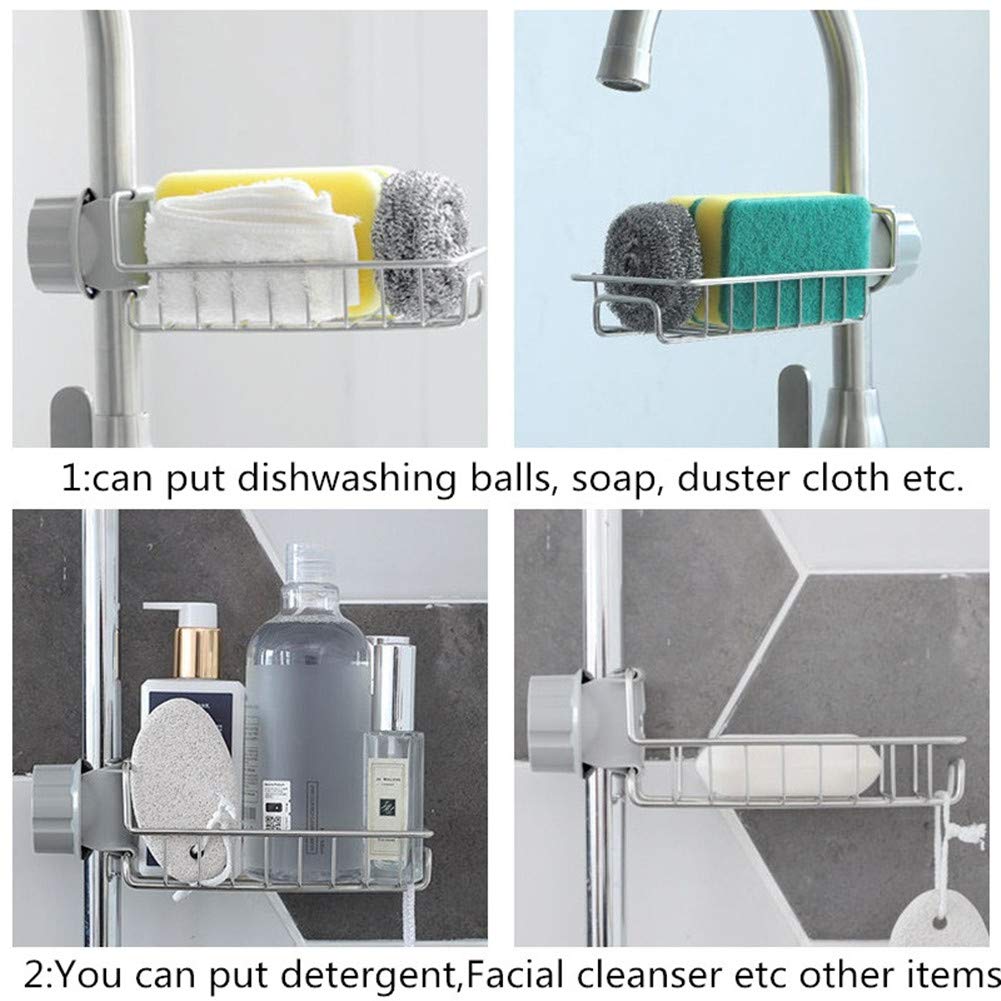 Stainless Steel Sink Caddy Organizer - Kitchen Soap Sponge Holder for Dishwashing