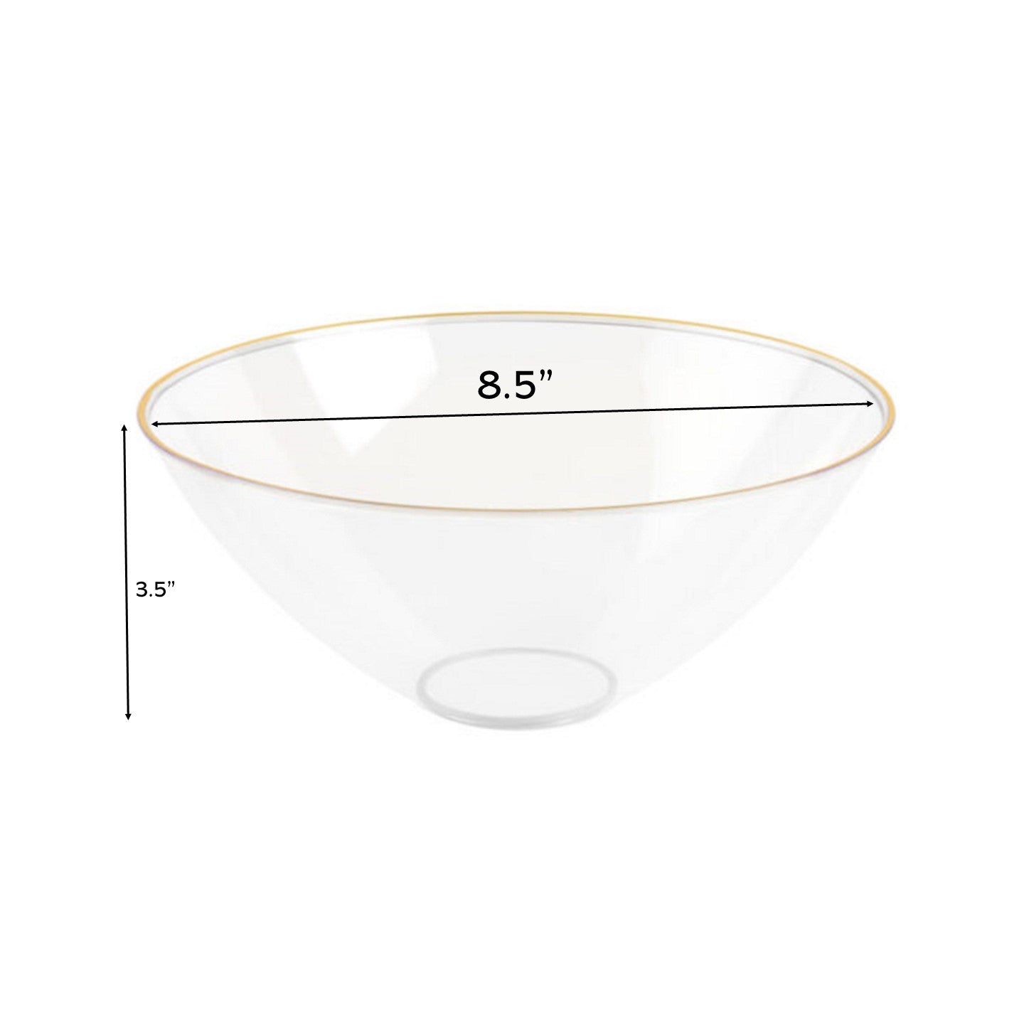 2-Pack Clear & Gold Organic Plastic Salad Bowls - BPA-Free, Eco-Friendly, Durable for Kitchen, Picnics, Parties & Meal Prep