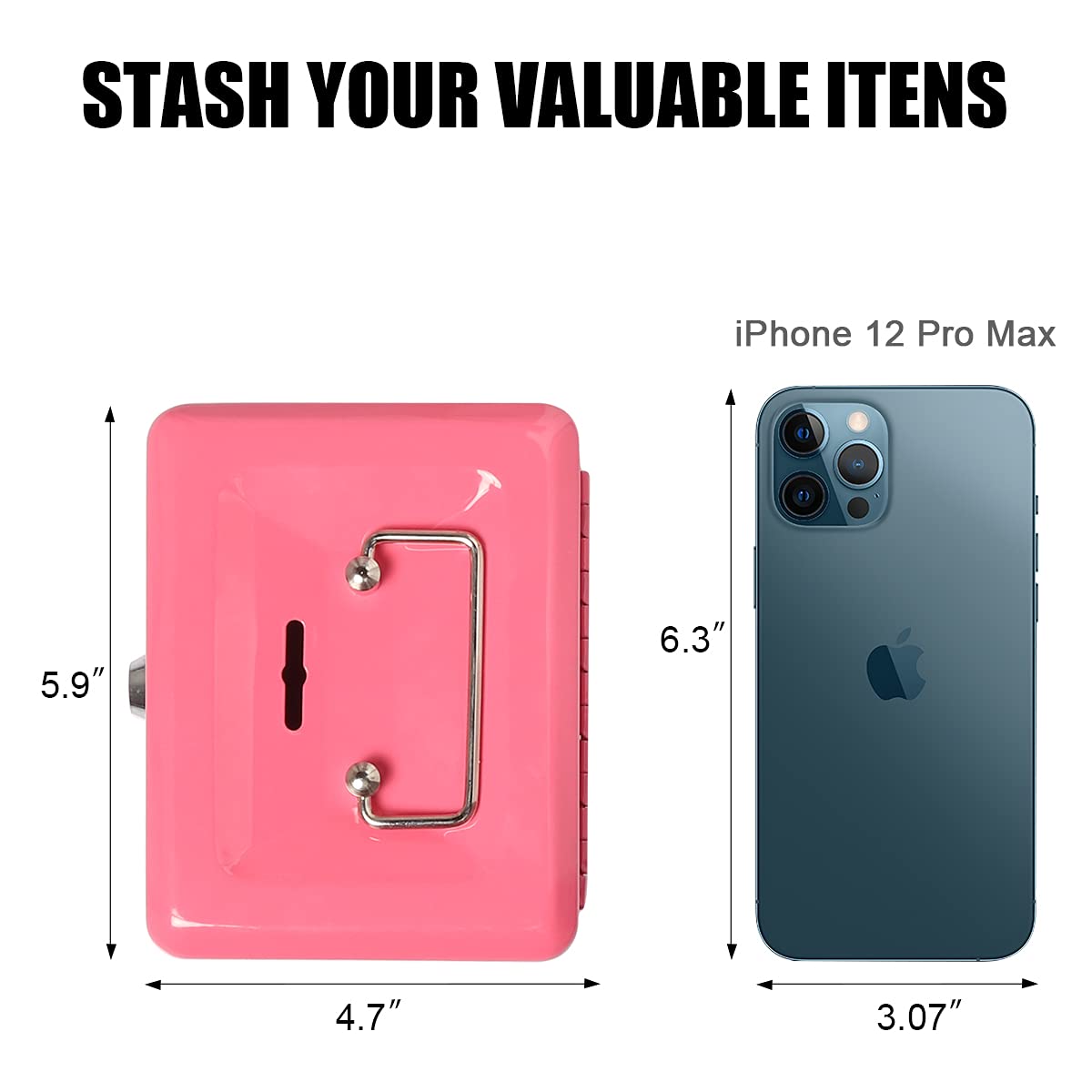 Jssmst Small Lock Cash Box with Money Tray - Secure Pink Locking Money Box for Kids with Top Slot (5.91 x 4.72 x 2.95 inches) - Perfect for Allowance Savings, Piggy Bank Alternative, and Home Office Cash Management (Model CB003-P)