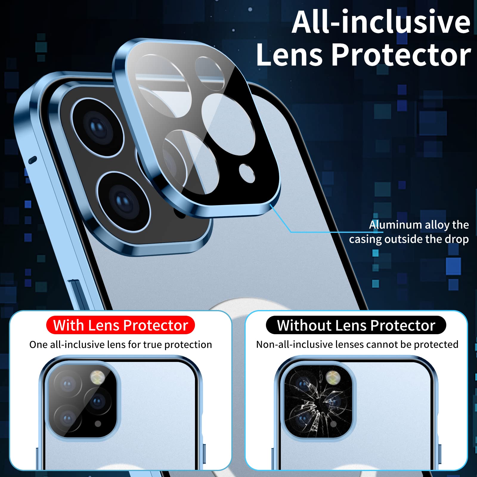 Jonwelsy Magnetic Case for iPhone 13 (6.1 inch) - 360° Full Body Protection with Magsafe Compatibility, Metal Bumper + Tempered Glass + PC Back Cover (Silver, 2021 Model) | Perfect for Work, Travel & Everyday Use