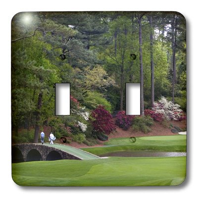 3D Rose Amen Corner Augusta Georgia Golfers on Bridge Light Switch Cover - Double Toggle Decor for Home, Office, or Golf Clubhouse