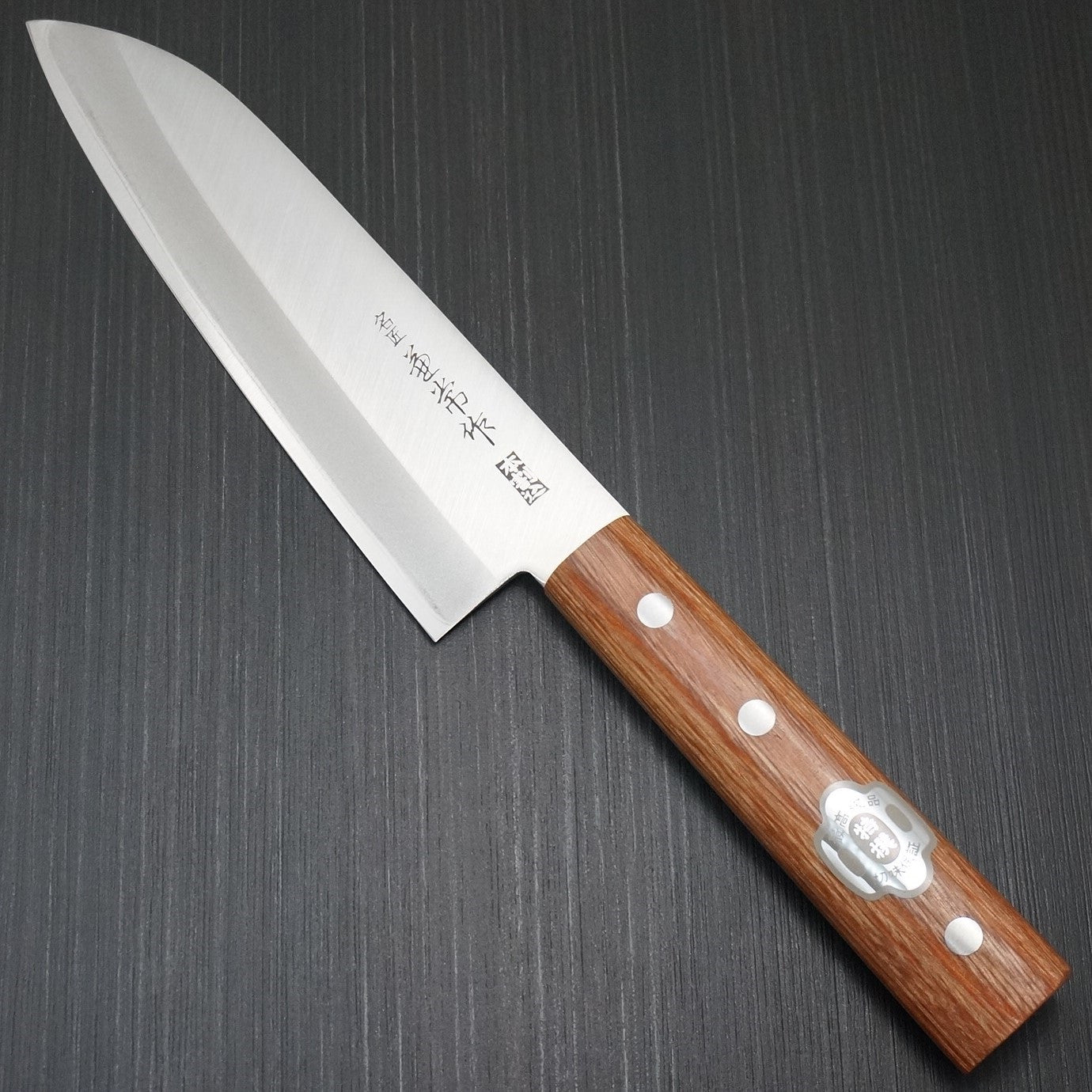 Premium Kanetsune Seki Japanese Santoku Knife - 165mm Carbon Clad Stainless Steel Blade - Perfect for Slicing, Dicing & Chopping Vegetables, Meat & Fish