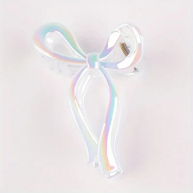 Opalescent Bow Hair Claw Clip - White Pearl Hair Clips for Women | Perfect for Weddings, Parties & Everyday Hairstyles