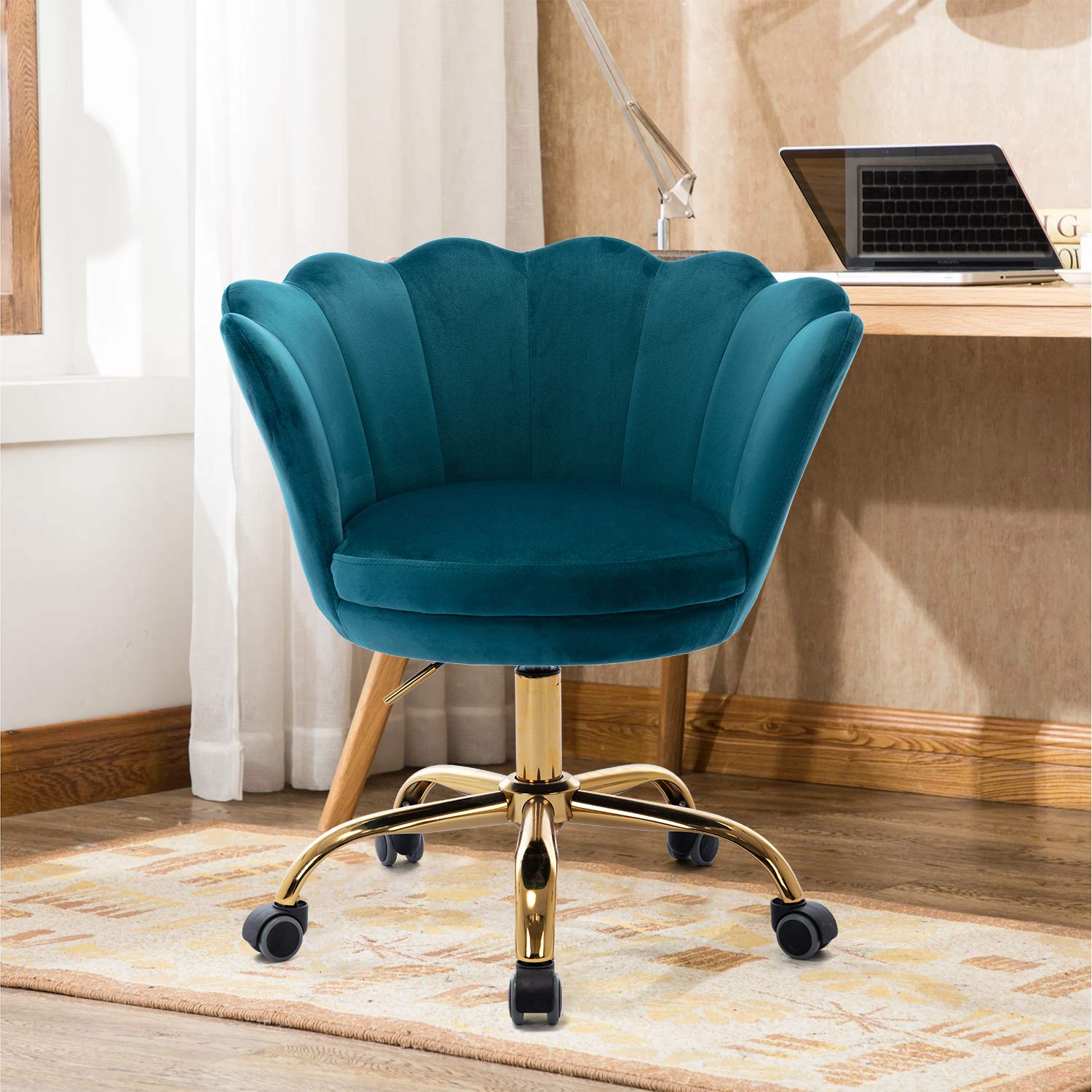 Ergonomic Modern Home Office Swivel Chair - Adjustable Height Shell Desk Chair with Upholstered Seat - Comfortable Computer Task Chair for Work, Study & Relaxation - Perfect for Office, Living Room, Bedroom & Small Spaces