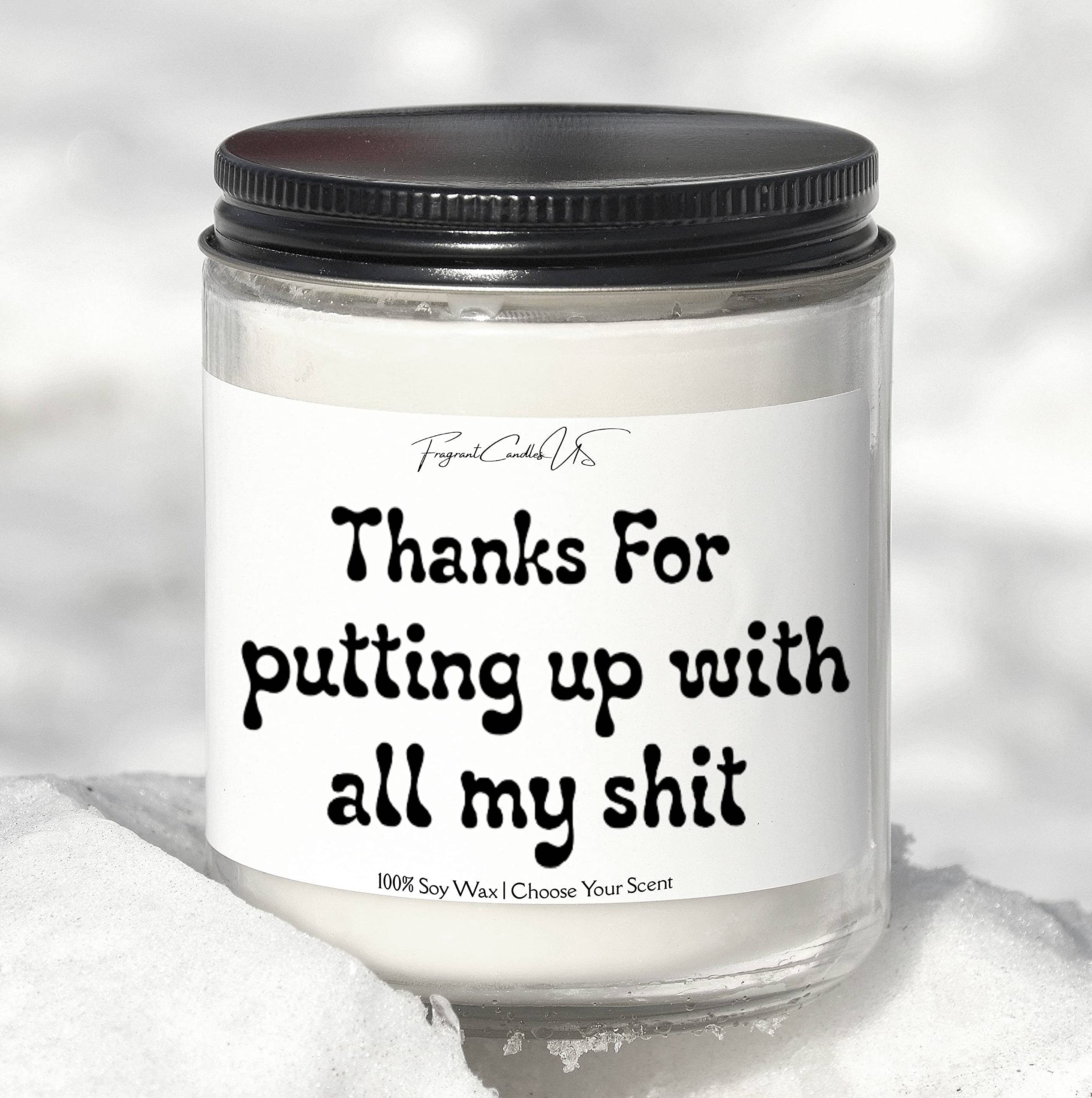 Funny Mother's Day & Father's Day Gifts - 'Thanks for Putting Up With Me' Scented Candle for Mom & Dad - Birthday Gifts for Parents - Home Decor & Relaxation Gifts for Special Occasions