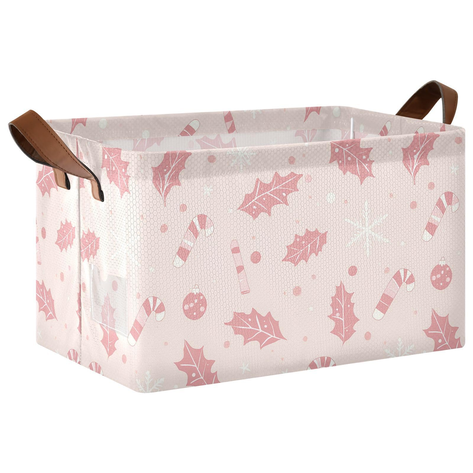 Holly Leaves Collapsible Storage Bins - Large Fabric Storage Box with Handles for Closet, Laundry, Shelves & Room Organization | Foldable Storage Basket for Home, Office & Dorm Use