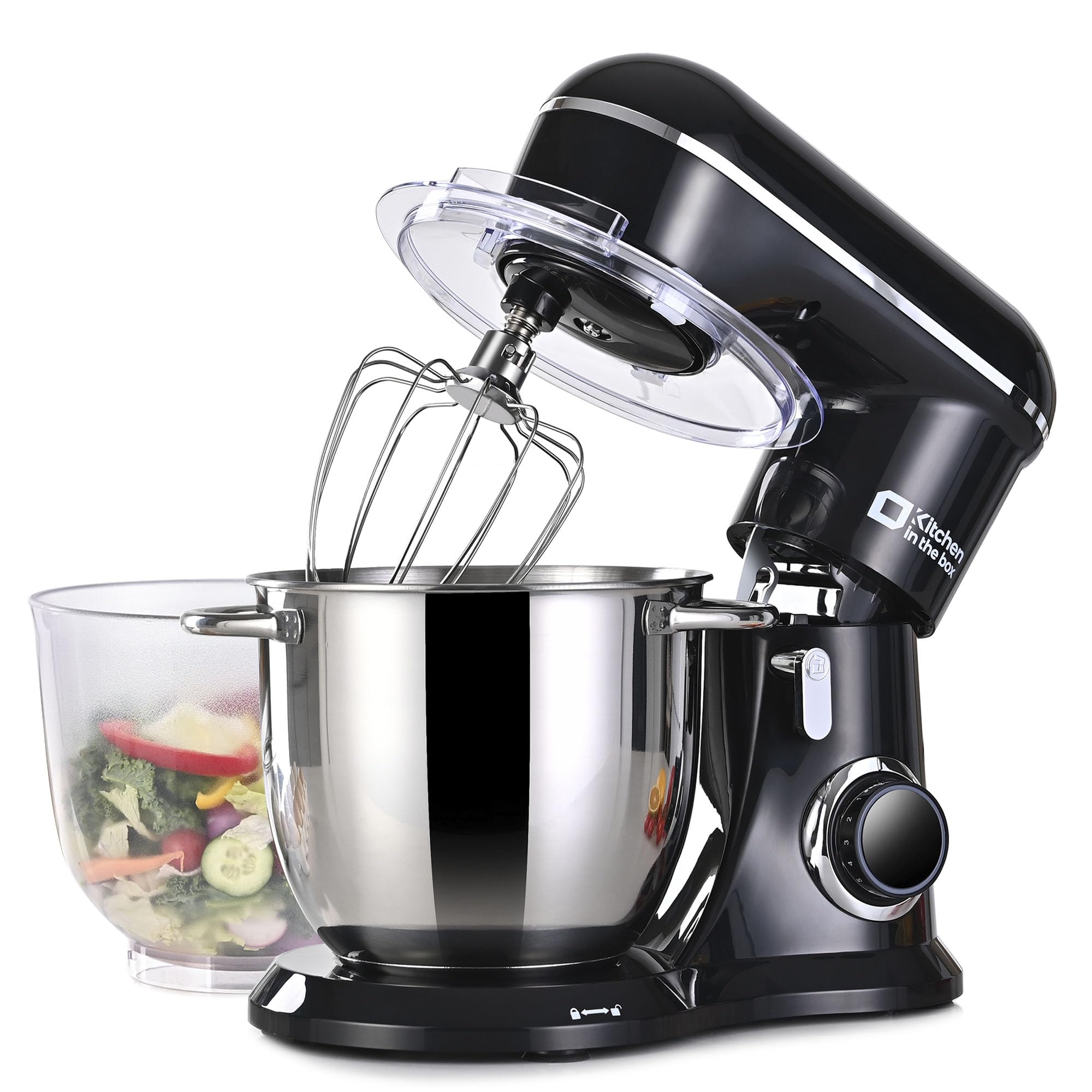 4.5QT+5QT Stand Mixer with 10 Speeds - Electric Food Mixer with Egg Whisk, Dough Hook & Flat Beater - Kitchen Mixer for Baking, Cooking & Daily Use (Black) - Perfect for Home Bakers & Cooking Enthusiasts