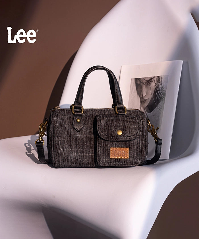LEE Denim Canvas Barrel Satchel Top Handle Crossbody Bag for Women - Stylish Shoulder Purse for Work, Travel & Everyday Use
