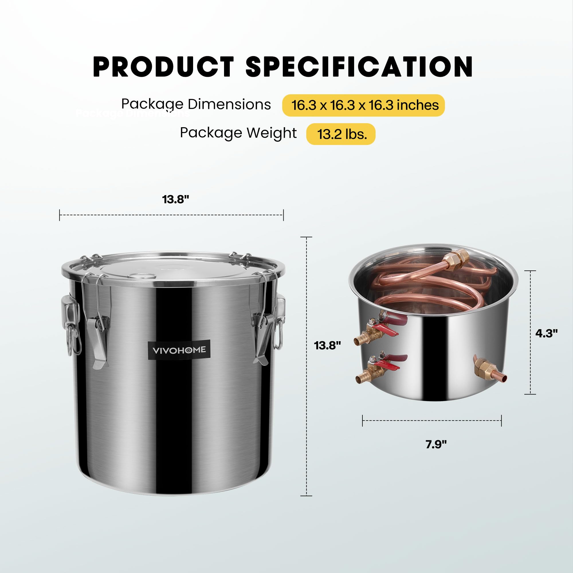 VIVOHOME 8 Gallon Alcohol Still Kit with 2 Stainless Steel Pots, Built-in Thermometer, Water Pump & Hydrometer - Perfect for Home Brewing Whiskey, Wine, Brandy, Bourbon and Essential Oils | Ideal for DIY Distilling, Craft Cocktails & Aromatherapy