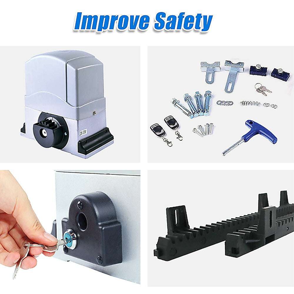 1800KG Heavy Duty Automatic Sliding Gate Opener with 4m Rail - Commercial & Residential Driveway Security System