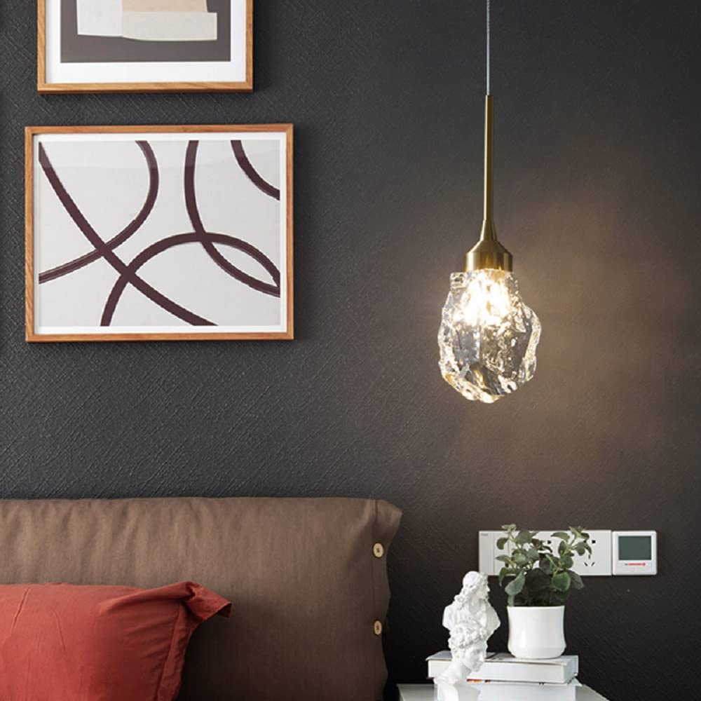 Modern Brass Finish Mini Crystal Pendant Light - 1-Light Ceiling Fixture for Living Room, Bar & Coffee Shop | Elegant Lighting for Dining Areas, Entryways & Commercial Spaces