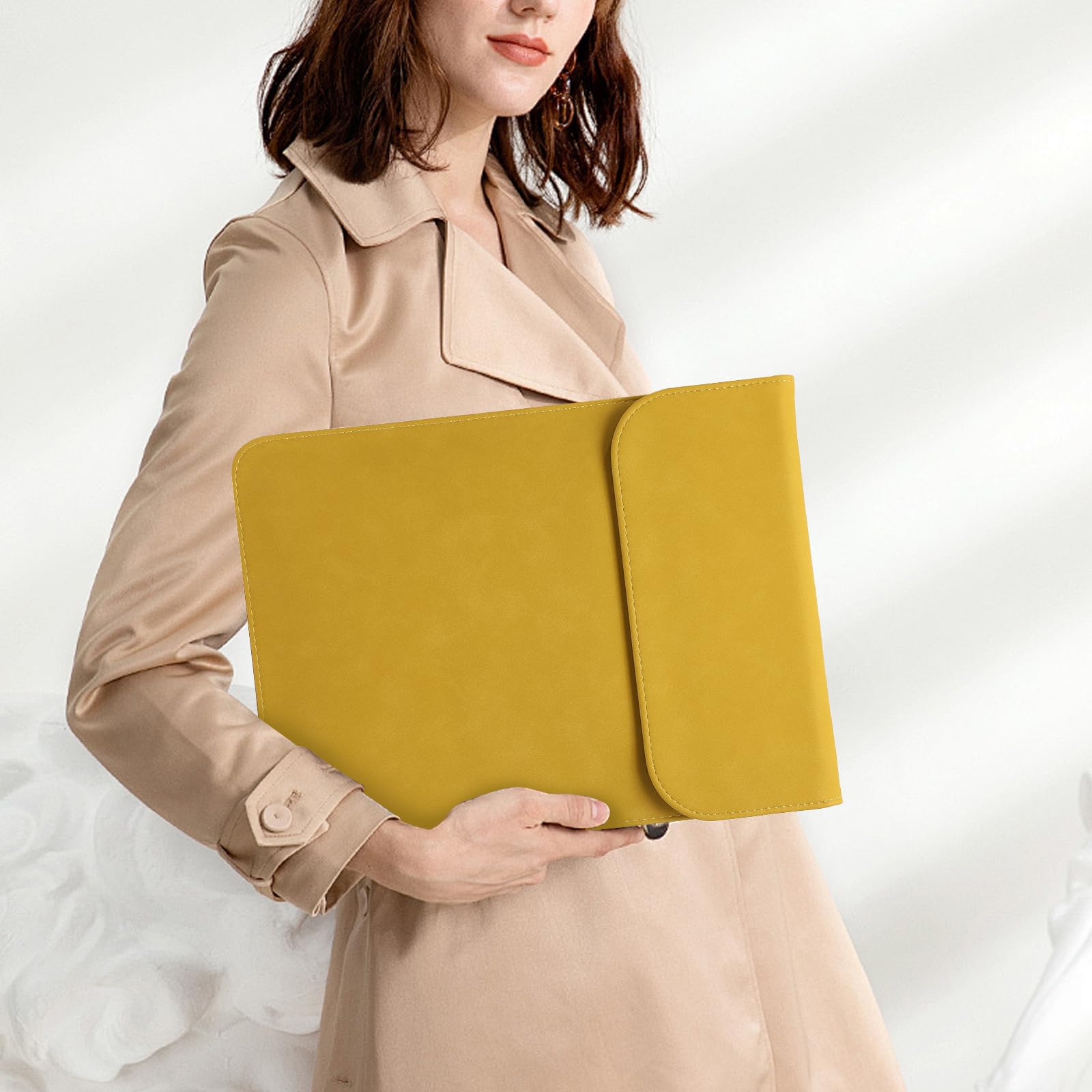 HYZUO 13 Inch Laptop Sleeve Case Bag for MacBook Air M3/M1, MacBook Pro M2/M1, iPad Pro, iPad Air, XPS, Surface Pro - Protective Pouch Included in Olive Yellow - Perfect for Work, Travel & School
