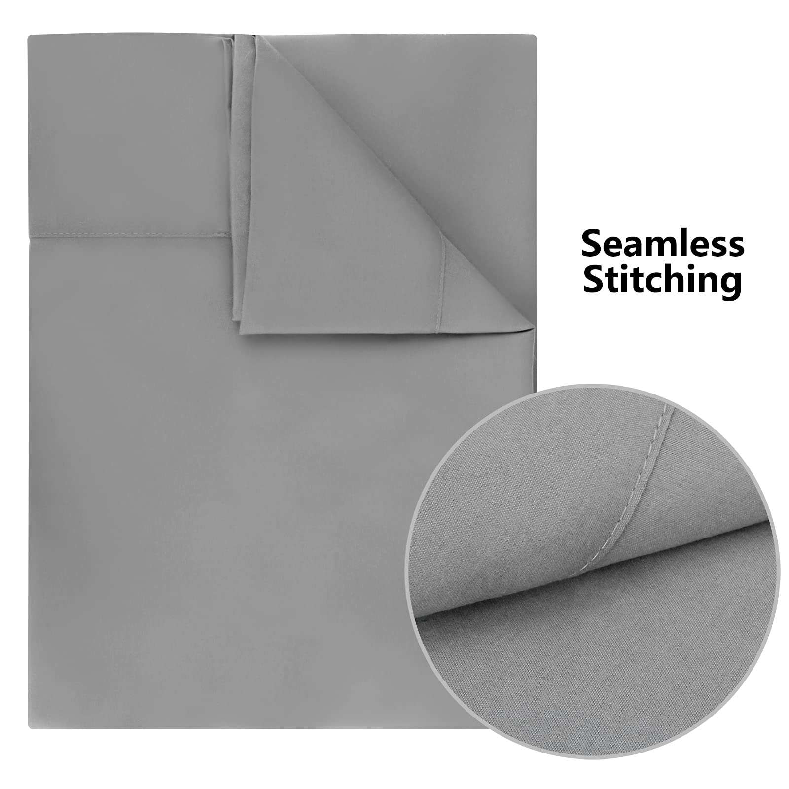Breathable Microfiber Bed Sheets - Ultra Soft, Wrinkle Resistant & Double Brushed Flat Sheet for Twin, Full, Queen & King Size Beds | Machine Washable (Gray, Queen Size) - Perfect for All-Season Comfort in Bedroom, Guest Room or Dorm