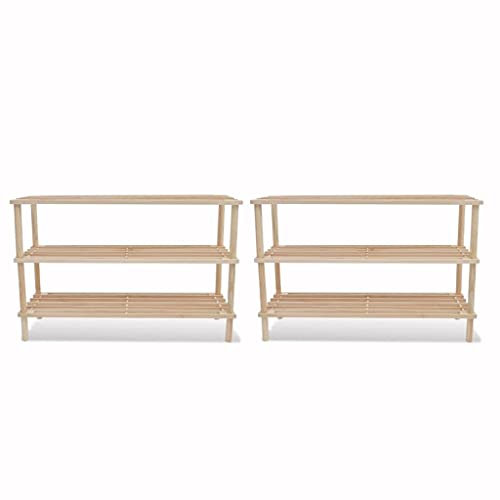 Nicoone 3-Tier Wooden Shoe Rack - Solid Fir Wood Shoe Storage Cabinet & Organizer for Closet, Hallway, Bedroom, Entryway (2-Pack) - Perfect for Small Spaces & Home Organization