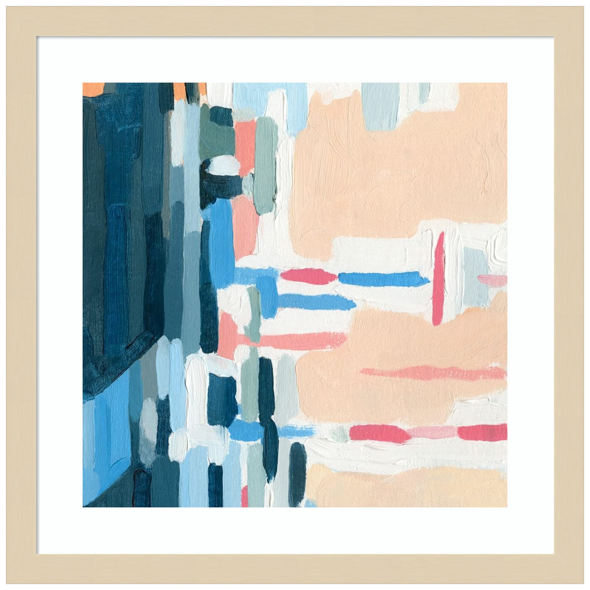 Emma Caroline Summer Abstraction I Wood Framed Wall Art Print - 17x17 Inches, Natural Svelte Frame - Modern Home Decor for Living Room, Bedroom & Office