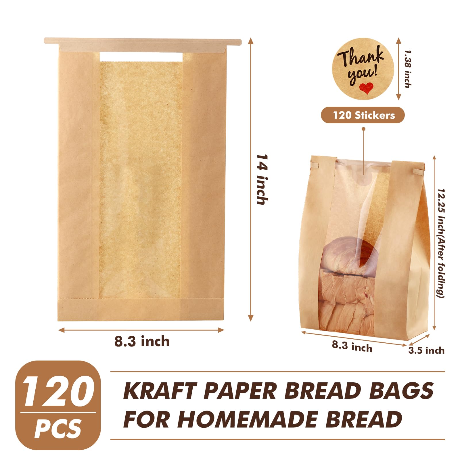 120 Pcs Clear Bread Bags with Window 14