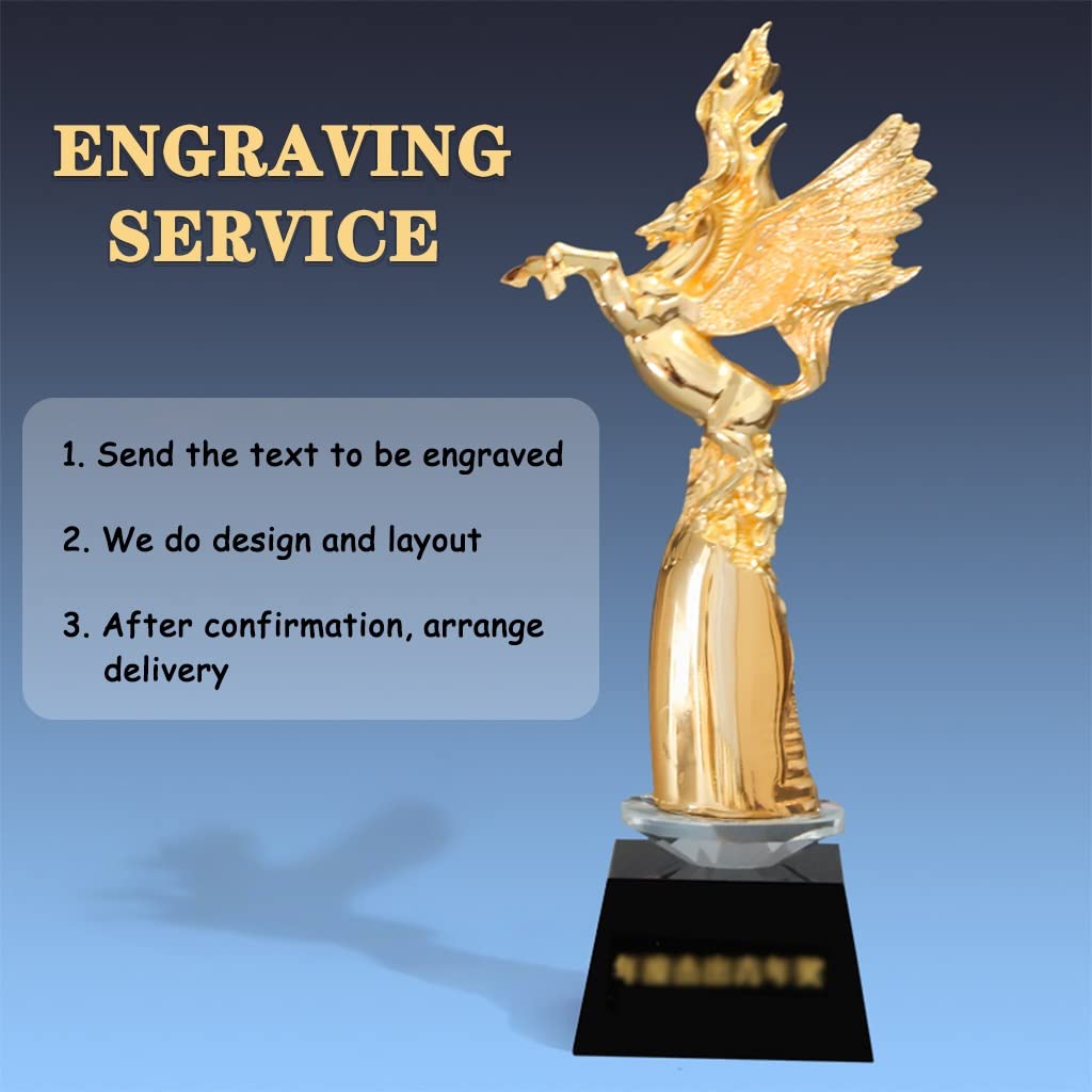 BOFANGSM Golden Horse Resin Trophy Cup - Custom Engraved Award for Dad, Competition & Evening Ceremony | High-End Glory Trophy for Sports, Business & Retirement Gifts