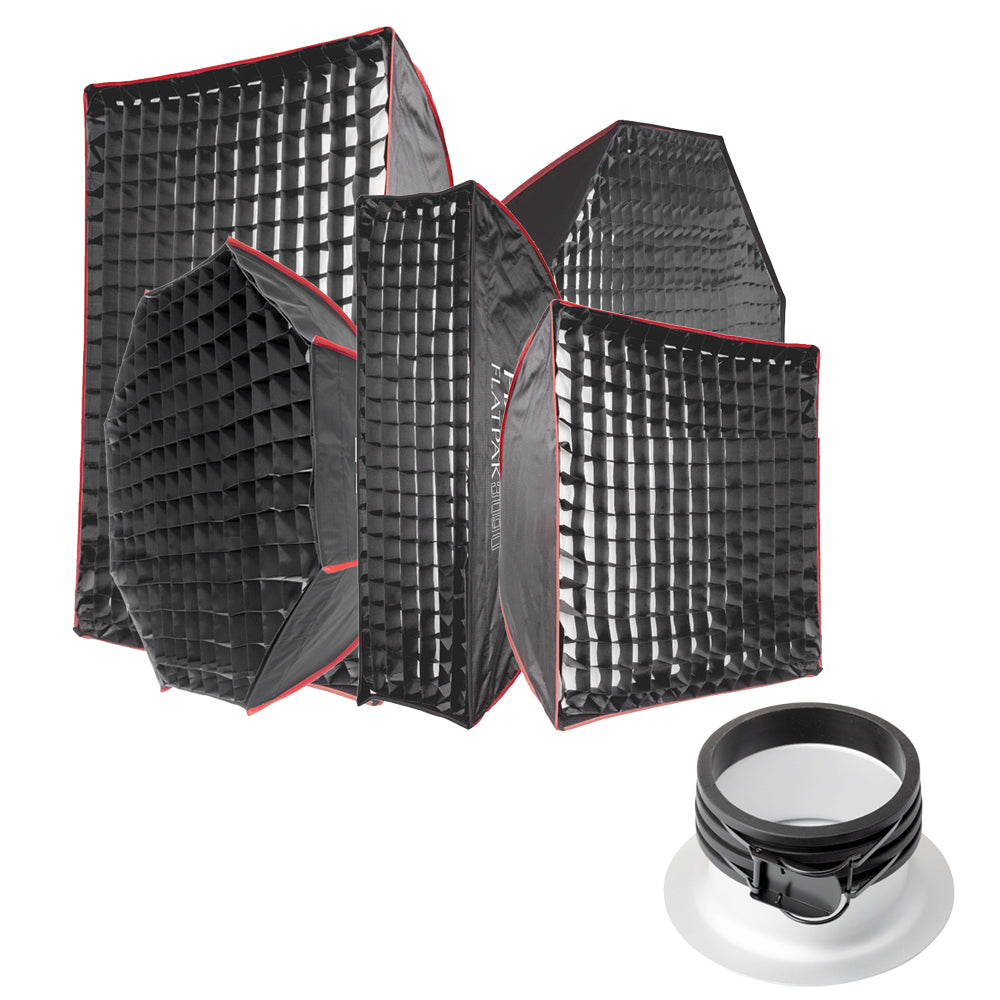 Professional Photography Softbox Lighting Kit - 3-Piece FlatPak Softbox Bundle with Multiple Sizes & Shapes for Studio, Portrait, and Product Photography