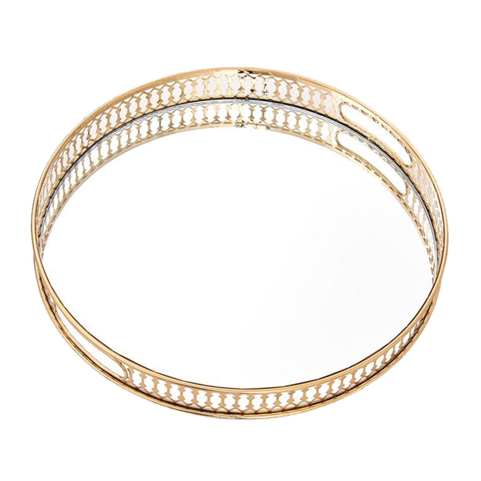 FAKEME Mirrored Crystal Vanity Tray - Elegant Round Decorative Tray for Perfume, Jewelry & Makeup Organization | Perfect for Dresser, Bathroom Counter & Gift Giving
