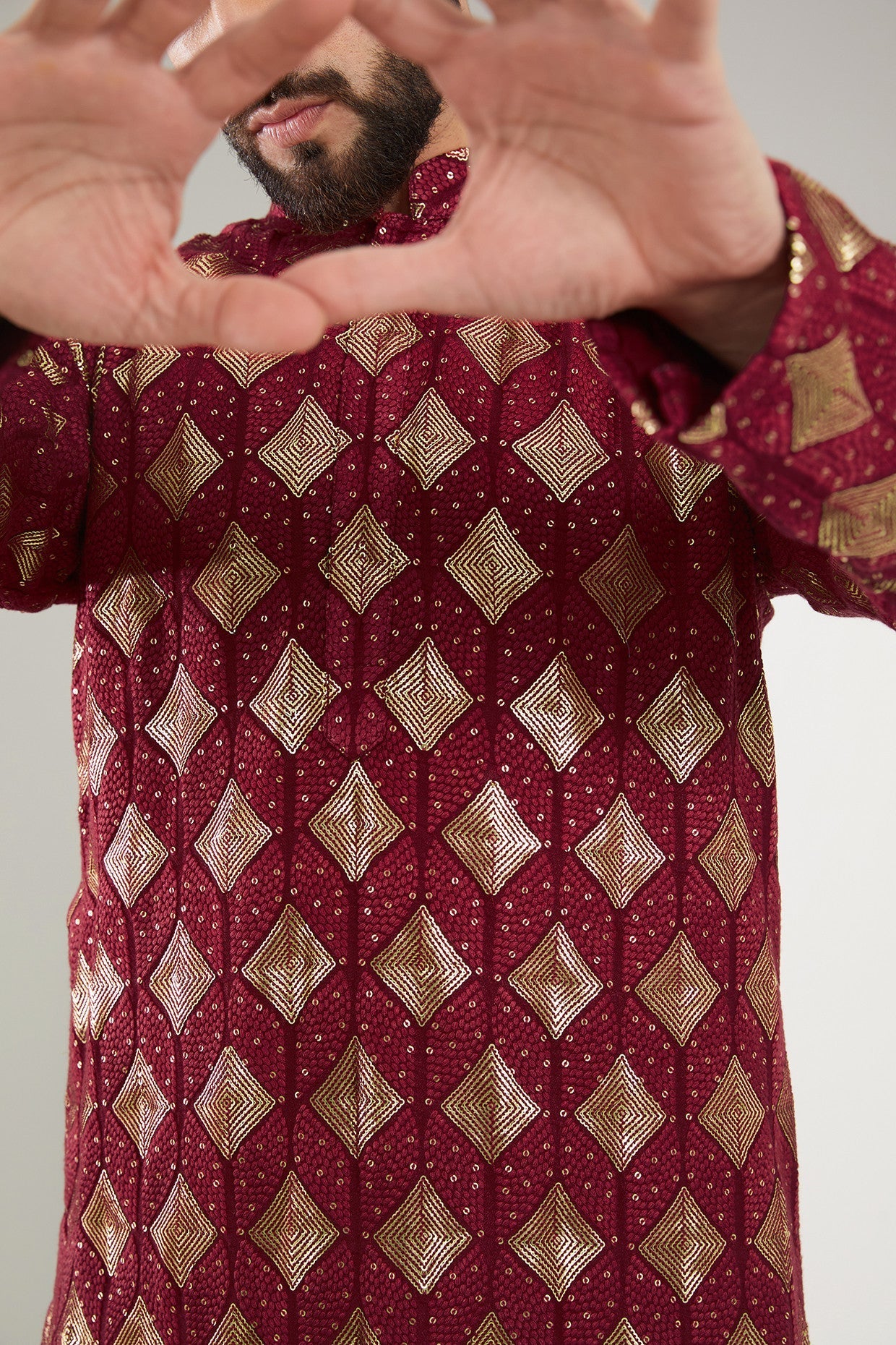 Elegant Maroon Chikankari Kurta with Heavy Thread & Sequined Embroidery - Perfect for Festivals, Weddings & Ethnic Occasions