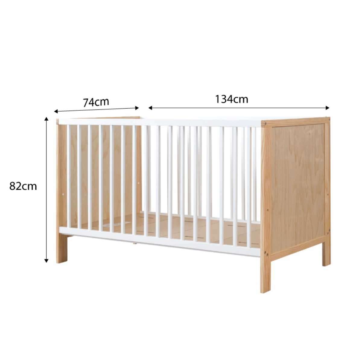 3-in-1 White/Natural Convertible Crib to Toddler Bed with Mattress - Nursery Furniture Set for Baby & Kids Room Decor | Perfect for Newborns, Infants and Growing Toddlers