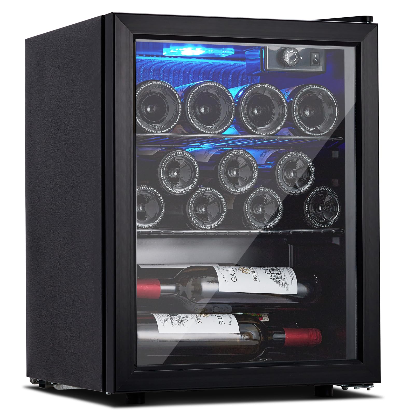 GARVEE 16 Bottle Mini Wine Fridge - Adjustable Temperature 40-61°F, Triple Pane Glass Door Compact Wine Cooler for Home, Office, Kitchen or Bar - Perfect for Storing White, Red & Sparkling Wines