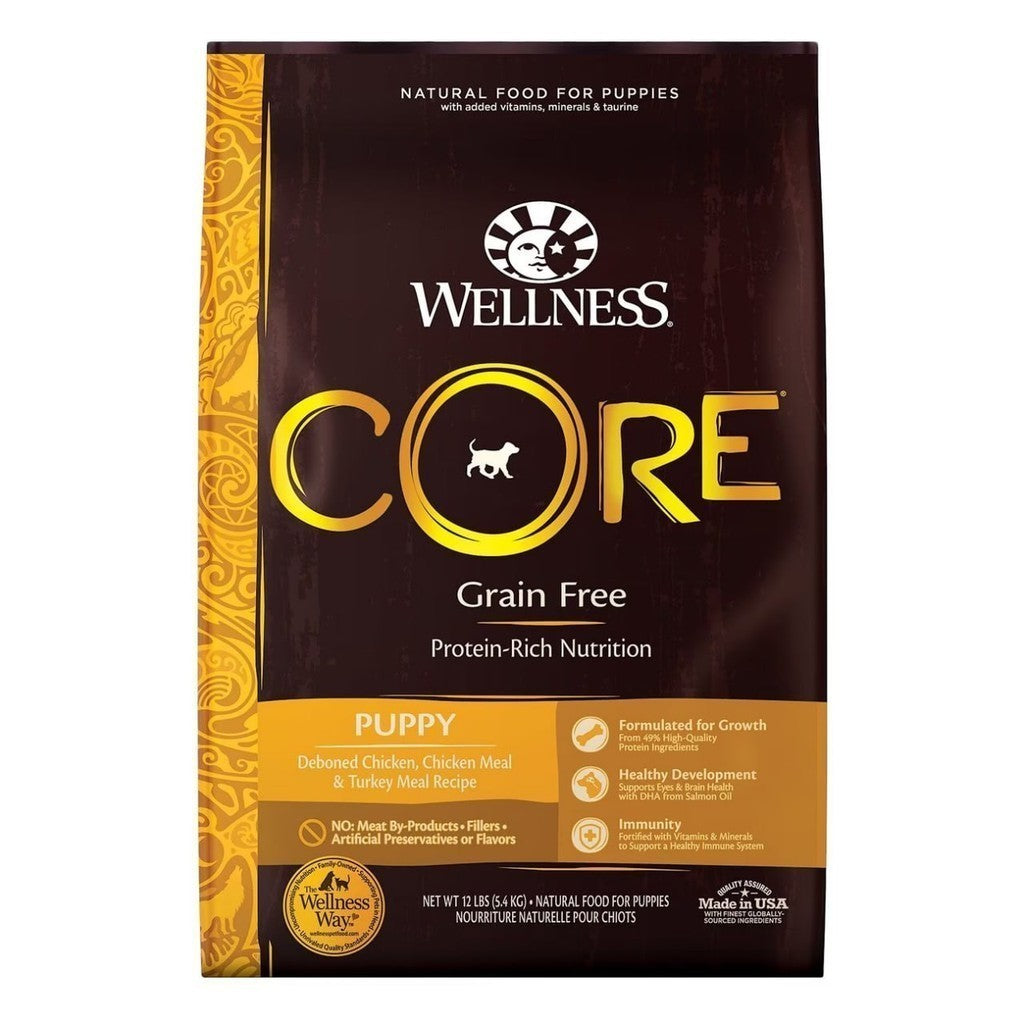 Wellness CORE Grain Free Dry Dog Food - High Protein Puppy Formula for Healthy Weight (4lb & 12lb) | Premium Nutrition for Growing Dogs - Perfect for Active Puppies & Small Breed Dogs