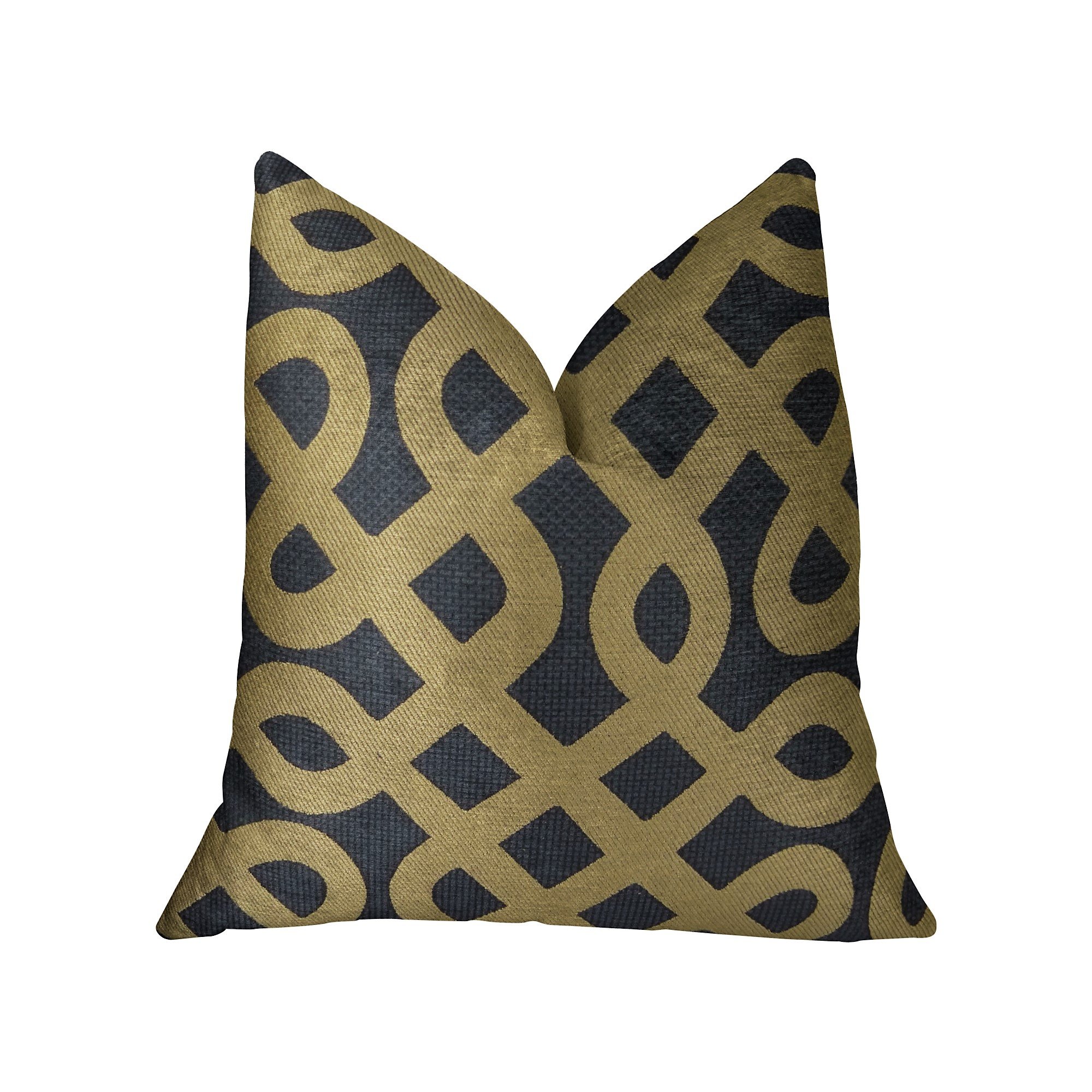 Plutus Brands Graphic Maze Throw Pillow Cover 26x26 Inches - Soft Geometric Bohemian Decorative Cushion for Sofa, Bed, Living Room - Navy and Taupe Home Decor Accent