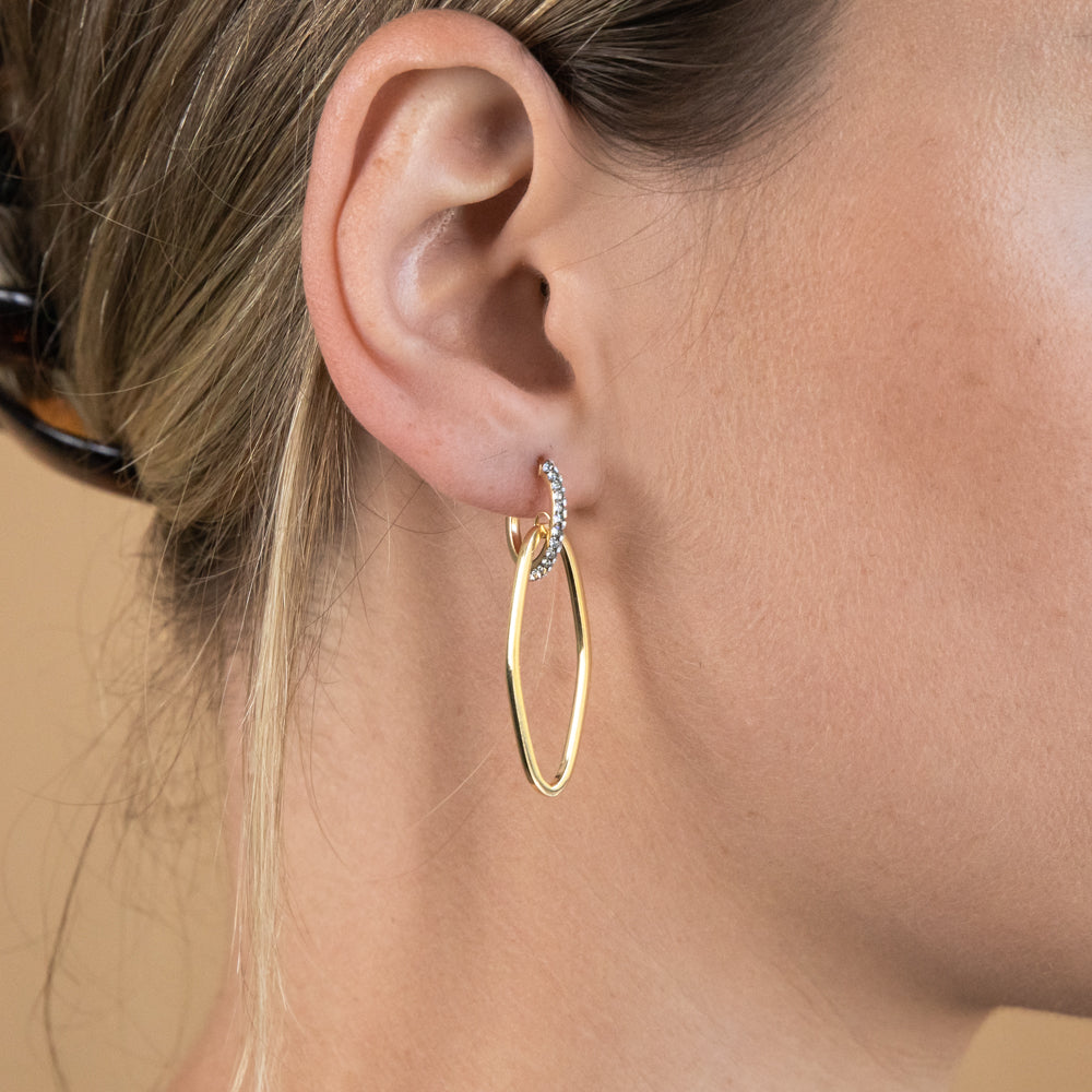 9ct Silver Filled Yellow Gold Crystal Drop Stud Earrings - Elegant Dangle Earrings for Women, Perfect for Parties, Weddings & Everyday Wear