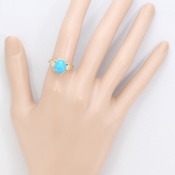 18K Yellow Gold Turquoise Diamond Ring for Women – Elegant Handmade Jewelry for Engagement, Wedding & Special Occasions