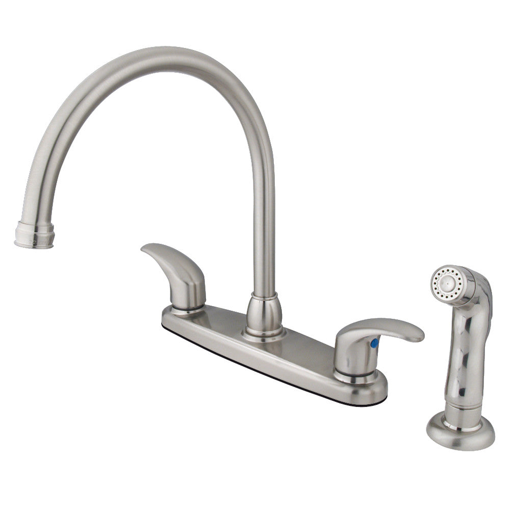 Kingston Brass KB6798LLSP 8 Inch Centerset Kitchen Faucet - Stainless Steel Pull-Down Sprayer for Modern Sinks | Perfect for Cooking, Washing Dishes & Filling Pots