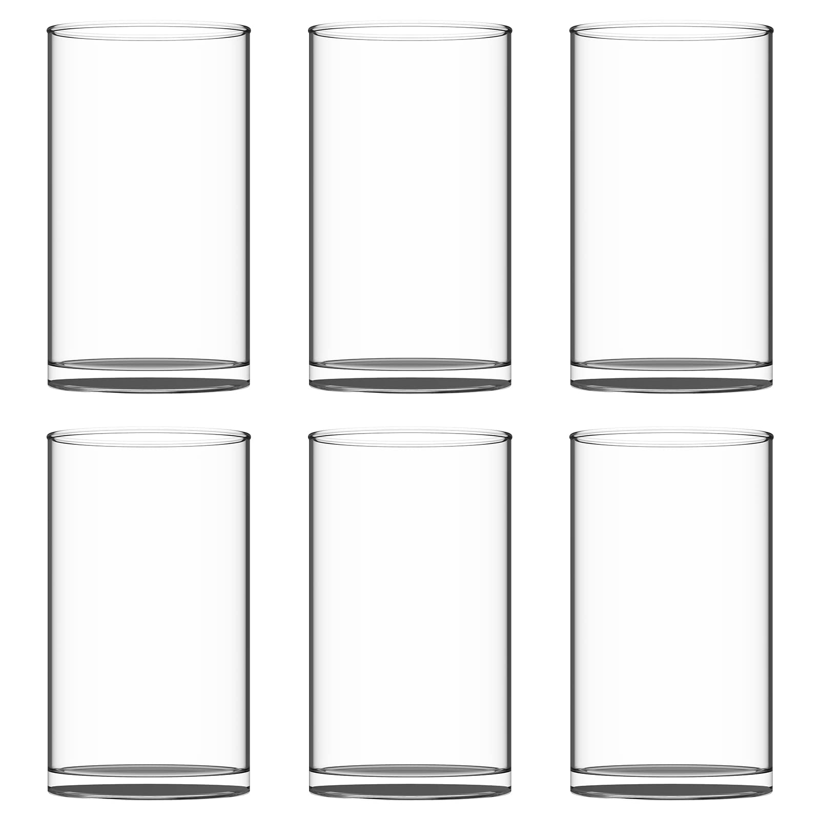 HWASHIN Set of 6 Clear Glass Cylinder Vases with Sponge Brush - 3.5