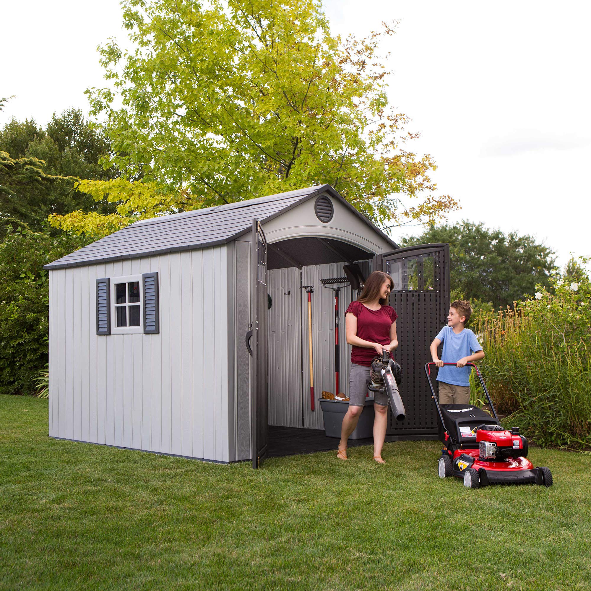 Lifetime 60202 8x10 Ft. Outdoor Storage Shed, Gray - Durable Weather-Resistant Backyard Shed for Garden Tools, Lawn Equipment & Seasonal Items | Perfect for Patio, Yard & Home Organization