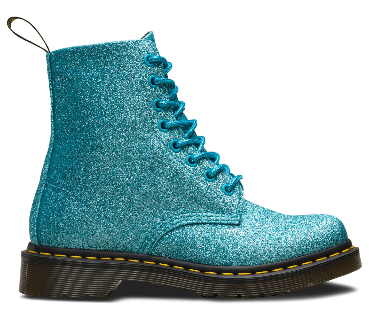 Dr. Martens 1460 Pascal Glitter Turquoise Boots - Women's Platform Ankle Booties with Chunky Sole | Perfect for Punk Fashion, Concerts & Streetwear Outfits