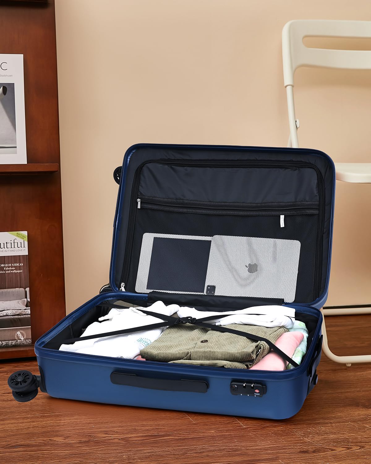 3-Piece ABS Hardshell Luggage Set with 360° Spinner Wheels - TSA Approved Lightweight Suitcases for Travel (Navy Blue) | Perfect for Family Vacations, Business Trips & International Travel