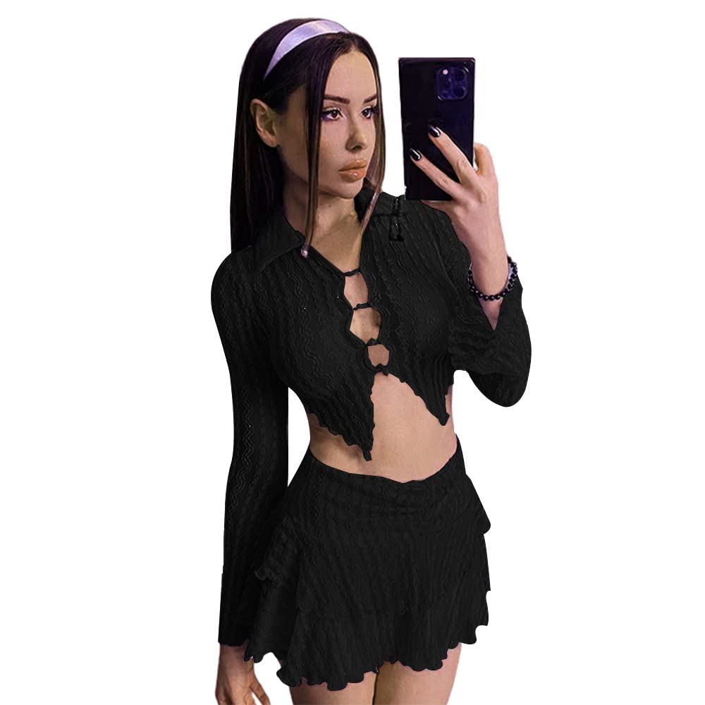 Y2K Aesthetic Skirt Sets for Women - 2 Piece Outfit with Crop Top & Skirt | Trendy Y2K Fashion for Casual Wear, Parties & Street Style