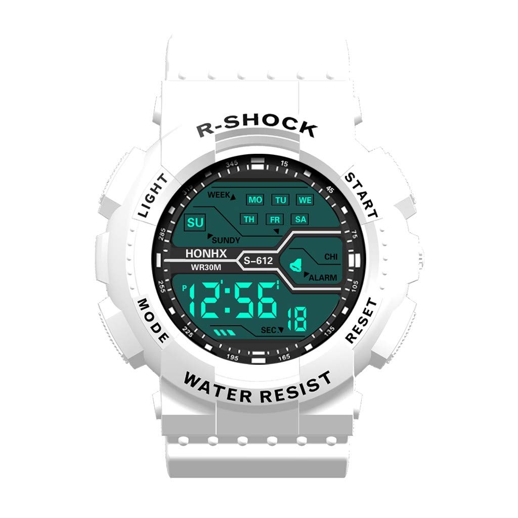 Men's Digital Sports Watch - Large LCD Display, Waterproof Rubber Strap, Stopwatch & Date Function - Perfect for Running, Gym & Outdoor Activities