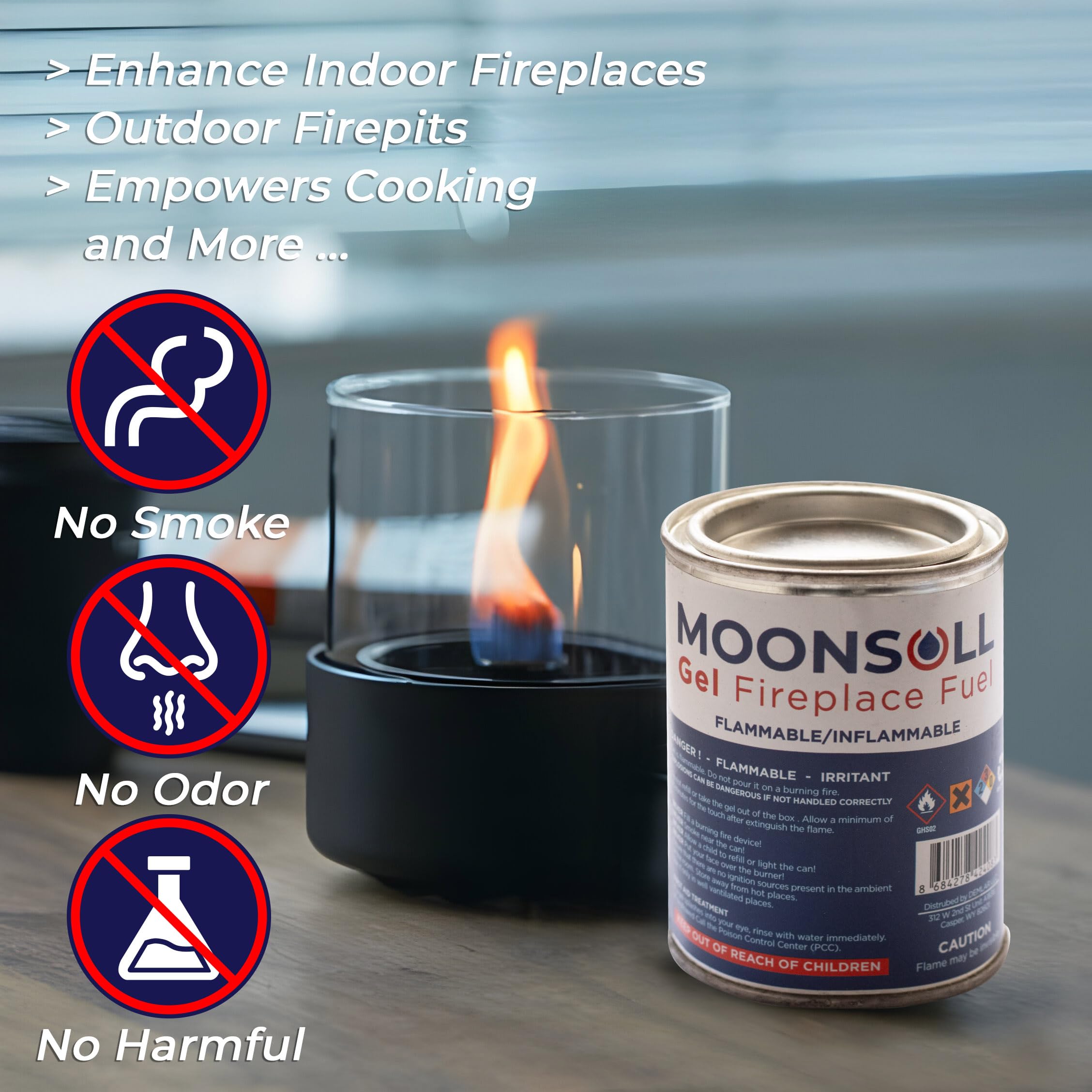 4-Pack 13oz Gel Fuel Cans for Fire Bowl & Fireplace - Indoor/Outdoor Safe Fire Gel (368g Total) - Perfect for Patio, Deck, Backyard & Living Room Fire Features