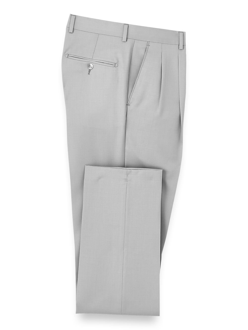 Premium Wool Gabardine Dress Pants for Men - Light Grey Slim Fit Office & Business Casual Trousers for Work, Weddings & Formal Events