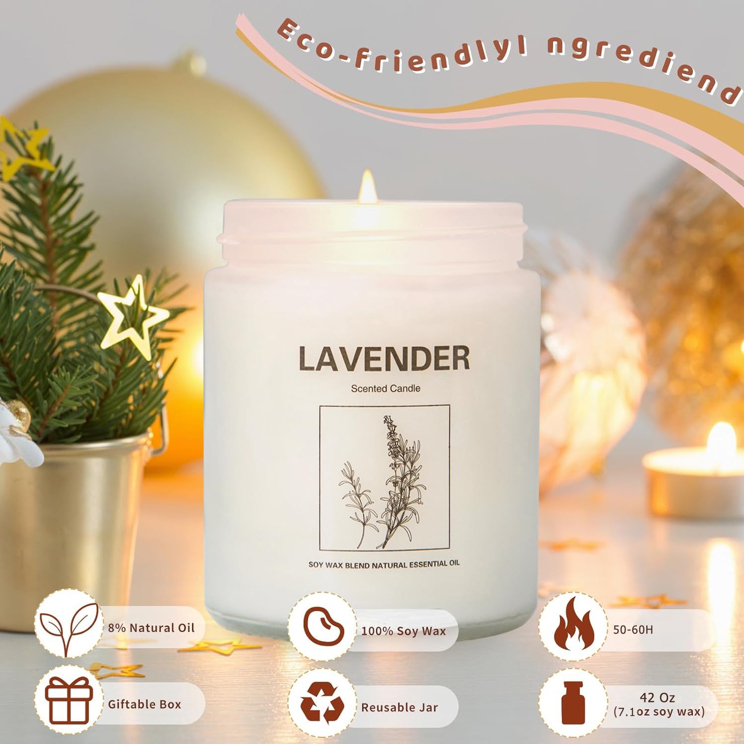 4 Pack Lavender Scented Soy Candles - 28oz Aromatherapy Candles for Home, 240 Hours Long Lasting, Perfect Gift Set for Women, Birthday, Anniversary, Christmas - Ideal for Relaxation, Spa Nights & Home Decor