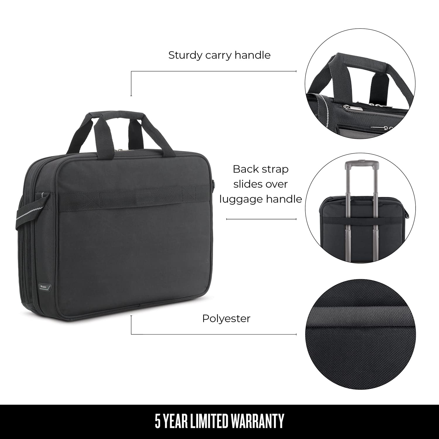 Solo New York Empire 17.3-Inch TSA Friendly Laptop Briefcase for Business Travel - Black/Grey - Perfect for Office, Commuting & Air Travel