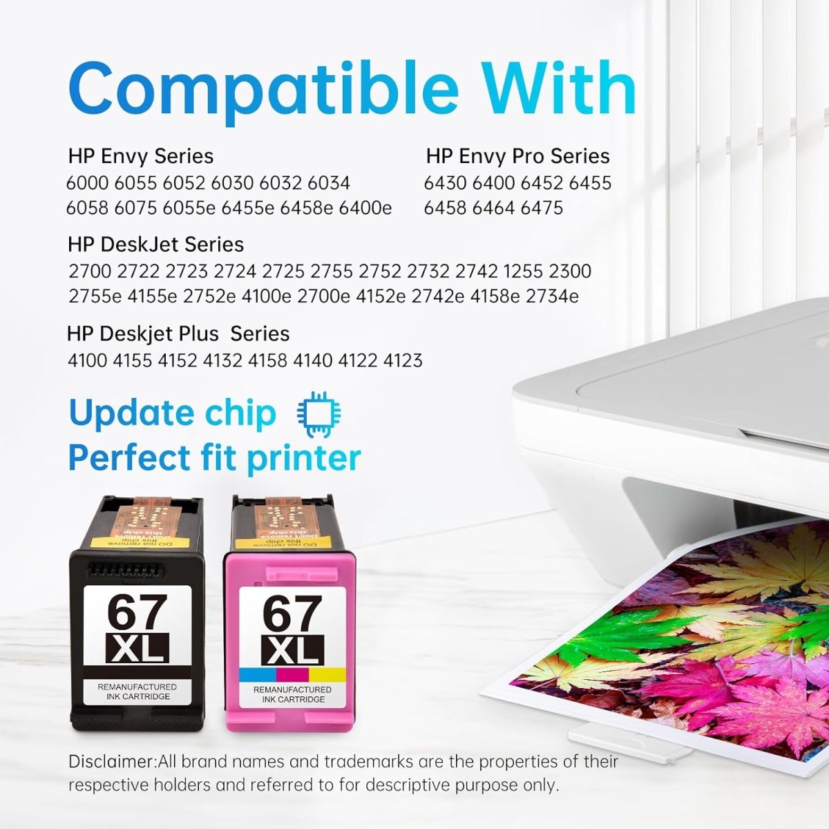 High-Quality Remanufactured HP 67XL Black Ink Cartridges - 2 Pack for HP Printers | Compatible with OfficeJet, Envy & More | Perfect for Home, Office & School Printing Needs